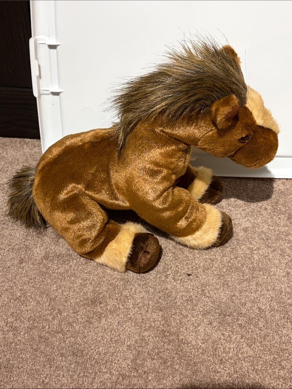 Plush Brown Horse Stuffed Animal with Cream Mane Accent - Picture 4 of 6